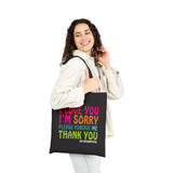 Ho’oponopono Tote Bag Cotton Canvas Hawaiian Healing Design I Am Sorry Forgive Me I Love You Thank You Spiritual Affirmation Durable Reusable Eco Friendly Carry Bag