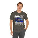 Bullet Blue Street Racing Artwork Unisex Heavy Cotton Tee High Performance Inspired Graphic Shirt For Car Lovers And Urban Streetwear Fans