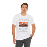 Orange Retro JDM Inspired Sports Coupe Blueprint Unisex Heavy Cotton Tee Street Racing Art Shirt for Car Lovers Daily Wear