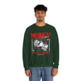 Money Motivation Hustler Mindset Graphic Print Unisex Heavy Blend Crewneck Sweatshirt Streetwear Ambition Pullover