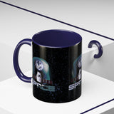 Space Galaxy Accent Coffee Mug 11oz 15oz Astronaut Spacecraft Earth Black Two Tone Ceramic Cup Gift for Space Lovers