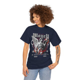 Money Bright Unisex Heavy Cotton Tee Angel Statue Graphic Gothic Streetwear Red Neon Aesthetic Artistic Fashion Statement T Shirt