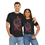 Guerrero Warrior Unisex Heavy Cotton Tee Tribal Strength Mythical Art Design Bold Red Battle Graphic Streetwear for Fighters, Heroes, and Cultural Legends