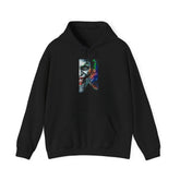 Vibrant Joker Split Insanity Unisex Hoodie Bold Gothic Streetwear Dark Psychological Art Design Cozy Heavy Blend Pullover for Fearless Thinkers and Visionary Creators