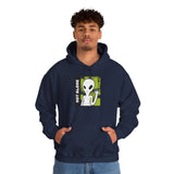 Not Alone Alien Unisex Hoodie UFO Graphic Pullover Sweatshirt Cartoon Extraterrestrial Sci Fi Space Themed Conspiracy Inspired Paranormal Streetwear