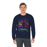 Reaper Of Neon Flames Sweatshirt Cosmic Skull Glow Design Unisex Heavy Blend Streetwear For Power Seekers, Dreamers, And Night Explorers
