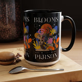 Blooms Person Accent Coffee Mug 11oz 15oz Abstract Floral Head Artistic Colorful Modern Creative Design Black White Ceramic Tea Cup Streetwear Inspired Artistic Fashion Drinkware
