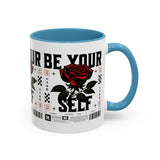Be Your Self Rose Coffee Mug Bold Floral Motivational Design Ceramic Accent Mug Perfect for Morning Coffee Tea Hot Drinks Self Love Empowerment Gift for Friends Birthdays Cozy Moments