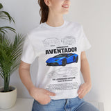 Aventador Blue Hypercar Blueprint Unisex Heavy Cotton Tee High Performance Streetwear Design for Car Enthusiasts Racers and Speed Lovers