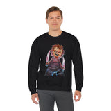 Chucky Horror Unisex Heavy Blend Crewneck Sweatshirt Killer Doll Graphic Pullover Spooky Halloween Streetwear Horror Movie Art Design Cozy Creepy Fashion For Festivals And Scary Season