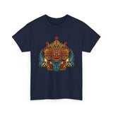 Unisex Balinese Barong Mask Graphic T Shirt Mythical Cultural Warrior Spirit Inspired Tee Tribal Festival Art Streetwear Heavy Cotton Top