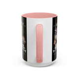 Sadness Statue Accent Coffee Mug 11oz 15oz Two Tone Ceramic Gothic Art Cup with Butterfly and Flame Design