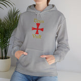 Unisex Deus Vult Hoodie Medieval Crusader Cross Heavy Blend Hooded Sweatshirt Warrior Knight Inspired Vintage Christian Symbol Streetwear