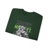 Money Mindset Unisex Heavy Blend Crewneck Sweatshirt Graphic Pullover Black Hustle Grind Wealth Entrepreneur Motivational Streetwear Bold Artistic Fashion Outfit