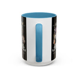 Sadness Statue Accent Coffee Mug 11oz 15oz Two Tone Ceramic Gothic Art Cup with Butterfly and Flame Design