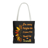 Sunflower Ho'oponopono Tote Bag Hawaiian Healing Prayer Design Spiritual Positivity Canvas Bag Mindfulness Reusable Durable Eco Friendly Shopping Tote