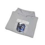 Civilization Eye Of Memory Graphic Unisex Heavy Blend Hooded Sweatshirt Futuristic Visionary Streetwear Abstract Blue Eye Gothic Hoodie