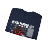 Heart Flower Graphic Unisex Heavy Blend Crewneck Sweatshirt Comfortable Streetwear Pullover Bold Red and Black Floral Heart Design Symbol of Love Strength and Vitality Perfect Gift for Friends...