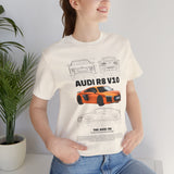 Orange Mid Engine Supercar Blueprint Artwork Unisex Heavy Cotton Tee High Performance Inspired Streetwear Graphic Shirt For Car Enthusiasts And Automotive Art Fans