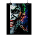 Joker Split Insanity Glossy Poster Bold Gothic Wall Art Dark Psychological Design Fiery Abstract Expression Print for Collectors, Creators, and Visionary Spaces