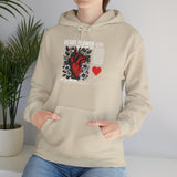 Heart Flower Graphic Hoodie Comfortable Unisex Heavy Blend Sweatshirt Bold Red and Black Floral Heart Design Streetwear Symbol of Love Strength and Vitality Perfect Gift for Friends Birthdays Cozy Days and Casual Wear