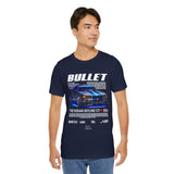 Bullet Blue Street Racing Artwork Unisex Heavy Cotton Tee High Performance Inspired Graphic Shirt For Car Lovers And Urban Streetwear Fans