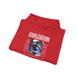 Civilization Eye Of Memory Graphic Unisex Heavy Blend Hooded Sweatshirt Futuristic Visionary Streetwear Abstract Blue Eye Gothic Hoodie