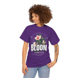 Unisex Heavy Cotton Tee Bloom Stronger Floral Graphic Black T Shirt Motivational Nature Inspired Aesthetic Streetwear Fashion Outfit