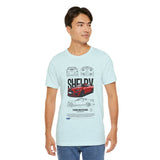 Red High Performance Muscle Coupe Blueprint Unisex Heavy Cotton Tee Retro Car Art Streetwear Gift for Gearheads Daily Wear Car Lovers Apparel