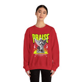 Praise Angel Statue Graphic Unisex Heavy Blend Crewneck Sweatshirt Gothic Spiritual Streetwear Pullover