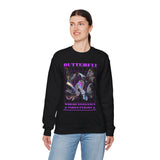 Butterfly Holographic Unisex Heavy Blend Crewneck Sweatshirt Graphic Pullover Black Streetwear Where Elegance Takes Flight Trendy Aesthetic Fashion Outfit