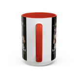 Sadness Statue Accent Coffee Mug 11oz 15oz Two Tone Ceramic Gothic Art Cup with Butterfly and Flame Design