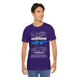 Aventador Blue Hypercar Blueprint Unisex Heavy Cotton Tee High Performance Streetwear Design for Car Enthusiasts Racers and Speed Lovers