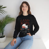 Landscape Unisex Heavy Blend Crewneck Sweatshirt Graphic Pullover Black Nature Inspired Abstract Mountain Outdoor Adventure Modern Streetwear Artistic Creative Fashion Outfit