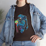 Galactic Dream Astronaut Neon Art Unisex Heavy Cotton Tee Bold Cosmic Streetwear Graphic T Shirt Vibrant Space Design Comfortable Classic Fit Everyday Wear Perfect Gift for Sci Fi Lovers and Creative Minds