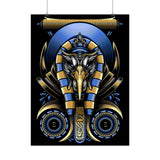 Eye Of Eternity Poster Gold And Blue Egyptian Owl Pharaoh Sacred Geometry Art Print Spiritual Wall Decor For Focus Energy And Royal Inspiration