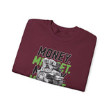 Money Mindset Unisex Heavy Blend Crewneck Sweatshirt Graphic Pullover Black Hustle Grind Wealth Entrepreneur Motivational Streetwear Bold Artistic Fashion Outfit