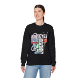 Eyes On Me Boys Medusa Crewneck Comfortable Unisex Heavy Blend Sweatshirt Mythological Streetwear Bold Empowerment Design for Self Expression Perfect Gift for Friends Birthdays Cozy Days Casual Wear