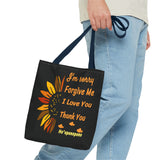 Sunflower Ho'oponopono Tote Bag Hawaiian Healing Prayer Design Spiritual Positivity Canvas Bag Mindfulness Reusable Durable Eco Friendly Shopping Tote