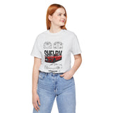 Shelby Red High Performance Muscle Coupe Blueprint Unisex Heavy Cotton Tee Retro Car Art Streetwear Gift for Gearheads Daily Wear Car Lovers Apparel