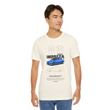 Blue Rally Inspired Performance Sedan Artwork Unisex Heavy Cotton Tee High Speed Streetwear Graphic Shirt For Car Enthusiasts And Automotive Art Lovers