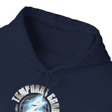 Temporal Echo Lightning Globe Graphic Unisex Heavy Blend Hooded Sweatshirt Futuristic Sci-Fi Streetwear Hoodie Bold Energy