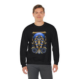 Eye Of Eternity Sweatshirt Unisex Premium Fleece Gold And Blue Egyptian Owl Pharaoh Design Symbolic Streetwear Spiritual Calm Comfort For Creative Souls