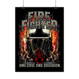 Firefighter Motivational Poster One Life One Decision Wall Art Tribute To Heroes Courage Quote Fire Rescue Design Home Decor Gift For Firefighters Gym Office Inspirational Wall Print