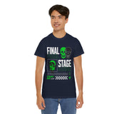 Final Stage Unisex Heavy Cotton Tee Graphic Black T Shirt Skull Neon Green Streetwear Futuristic Cyberpunk Bold Artistic Fashion Outfit