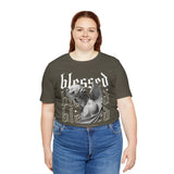 Blessed Angel Statue Graphic Unisex Jersey Short Sleeve Tee Gothic Streetwear Aesthetic Spiritual Bold Artistic Fashion T Shirt