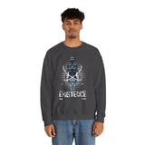Existence Dystopian Society Cyborg Unisex Heavy Blend Crewneck Sweatshirt Futuristic Sci Fi Robotic Graphic Cyberpunk Streetwear Pullover