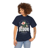 Bloom Stronger Floral Graphic Black Unisex Heavy Cotton T Shirt Motivational Nature Inspired Aesthetic Streetwear Fashion Outfit