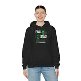 Final Stage Unisex Heavy Blend Hooded Sweatshirt Graphic Hoodie Black Skull Neon Green Streetwear Futuristic Cyberpunk Bold Artistic Fashion Outfit