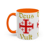 Deus Vult Accent Coffee Mug 11oz 15oz Red Cross Knight Crusader Ceramic Cup Bold Medieval Design Christian Symbol Faith Inspired Coffee Tea Gift Drinkware